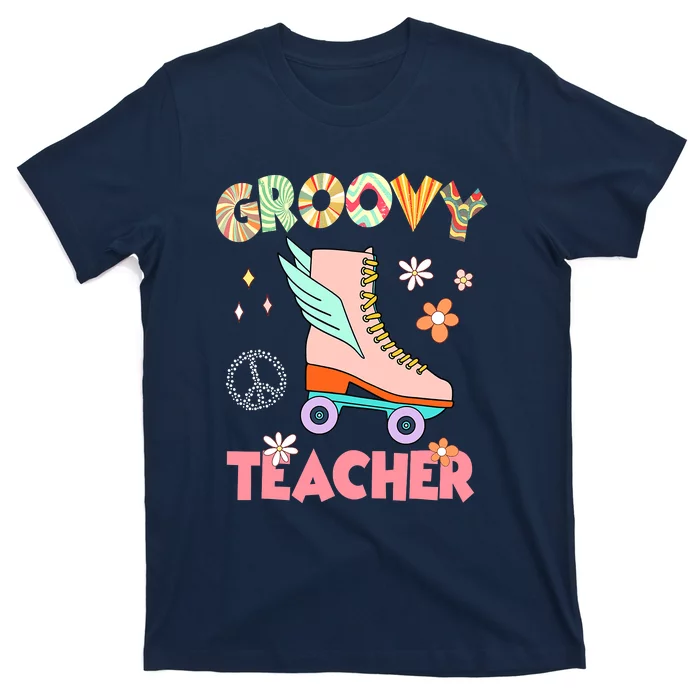 Groovy Teacher Squad Proud Officer 70's Retro Roller Skate T-Shirt