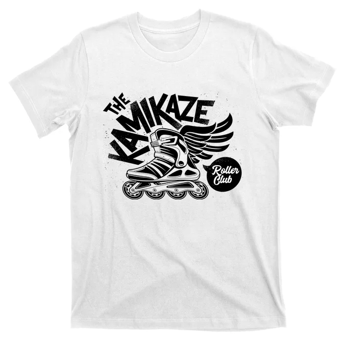 Kamikaze Rolling Club Grunge With Winged Roller Skate T-Shirt