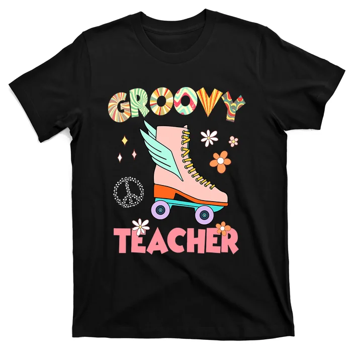 Teacher Squad Proud Officer 70's Retro Roller Skate T-Shirt